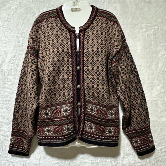 Dale of Norway Fair Isle Nordic Virgin Wool button down cardigan size XLarge - Picture 1 of 13